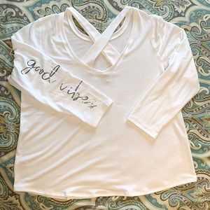 COPY - Cato pure white, criss/cross back design, good vibes top